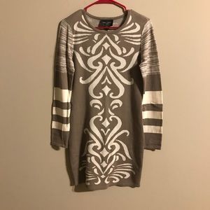 Brown and white sweater dress